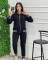 winter fashion thread embroidery casual embossed sports zipper two-piece set