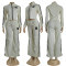 New autumn and winter striped fashion slimming top, wide leg pants, casual sports suit