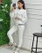 winter fashion thread embroidery casual embossed sports zipper two-piece set