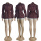 Ladies' temperament commuting printed double-layer windbreaker long sleeved jacket