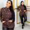 Ladies' temperament commuting printed double-layer windbreaker long sleeved jacket
