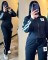 New autumn and winter striped fashion slimming top, wide leg pants, casual sports suit