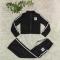 New autumn and winter striped fashion slimming top, wide leg pants, casual sports suit