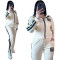 New autumn and winter striped fashion slimming top, wide leg pants, casual sports suit