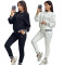 winter fashion thread embroidery casual embossed sports zipper two-piece set