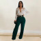 Fashion women's zipper decorative buckle solid color bag arm slim fit pants