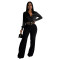 Fashion women's zipper decorative buckle solid color bag arm slim fit pants