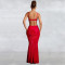 Fashionable women's rhinestone suspender, hip hugging sexy slim fit dress