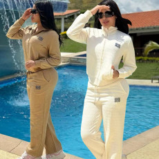 Fashion casual set with steel embossing embroidery trend two-piece set