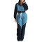 Women's denim patchwork sports hoodie set jacket two-piece set for spring and autumn