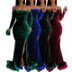 Women's formal dress, floor length skirt, wrap skirt, sexy Korean velvet party