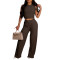 Women's vest pleated suit long pants two-piece set summer high elasticity sexy