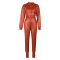 Women's PU leather jacket set two-piece zipper imitation leather jacket for autumn and winter