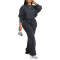Women's washed hoodie set, sports autumn/winter sweatpants, casual elastic band