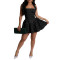 Women's dress sexy one shoulder cinched waist puffy skirt plush dress