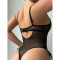 Fun jumpsuit with PU lace patchwork and perspective sleepwear