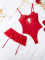 Sexy temptation plus size fat woman lingerie lace see through jumpsuit thong two-piece set