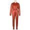 Women's PU leather jacket set two-piece zipper imitation leather jacket for autumn and winter