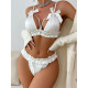 Sexy lingerie bow pearl accessories tempting bra thong two-piece set