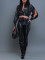 Women's PU leather jacket set two-piece zipper imitation leather jacket for autumn and winter