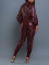 Women's PU leather jacket set two-piece zipper imitation leather jacket for autumn and winter
