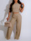 Women's vest pleated suit long pants two-piece set summer high elasticity sexy