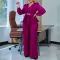 New OL Fashion Thongler Long Sleeve Top Wide Leg Pants Set Two Piece Set