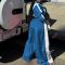 Women's sportswear set woven loose jacket two-piece set spliced spring and autumn