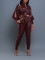 Women's PU leather jacket set two-piece zipper imitation leather jacket for autumn and winter