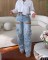 Four Seasons Wear European and American Fashion Women's Wear Washed Multi Pocket Open Hand Drilled Washed Jeans