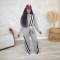 Autumn and winter women's casual sports pants, women's spliced loose straight leg wide leg pants
