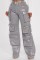 Autumn and winter new European and American women's workwear with multiple pencil cases, silver hot denim jeans, long style