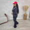 Autumn and winter women's casual sports pants, women's spliced loose straight leg wide leg pants
