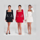 Temperament slimming and slimming U-neck long sleeved diamond studded small fragrant style dress, now available for purchase