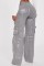 Autumn and winter new European and American women's workwear with multiple pencil cases, silver hot denim jeans, long style
