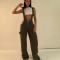 Women's street style low waisted shoulder strap one-piece wide leg jeans, new personalized spicy girl pants