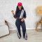 Autumn and winter women's casual sports pants, women's spliced loose straight leg wide leg pants