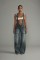 Women's street style low waisted shoulder strap one-piece wide leg jeans, new personalized spicy girl pants