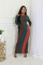 Women's Fashion Multi color Splicing Long Sleeve Pit Strip Casual Dress