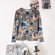Autumn and winter hot selling casual gradient printed long sleeved T-shirt