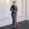 Women's Fashion Multi color Splicing Long Sleeve Pit Strip Casual Dress