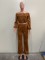 Women's Fashion One Shoulder Solid Color Long Sleeve Casual Two Piece Set