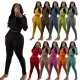 Hot selling Pit Strip Elastic Yoga Sports Women's Set