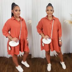 Women's solid color loose dress