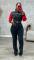 Hot selling leather U denim patchwork elastic pants women's clothing