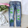 Dark blue + multi-green patch + clover bottoms printing