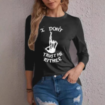 Autumn and winter hot selling casual letter printed long sleeved casual T-shirt