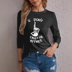 Autumn and winter hot selling casual letter printed long sleeved casual T-shirt