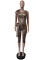 Explosive elastic lace up cropped pants set, new leopard print set