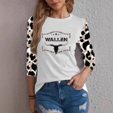 Hot selling casual letter bull head print long sleeved shirt